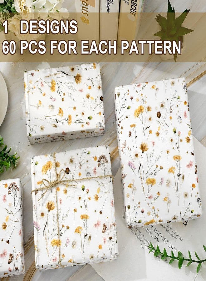 FYSUIMU 60 Sheets Spring Wildflower Tissue Paper Watercolor Floral Art Tissue Paper Vintage Wrapping Paper for DIY Craft Packing, 14 x 20 Inch - Image 3